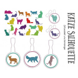 Stickserie - Katze Silhouette mit Anhänger